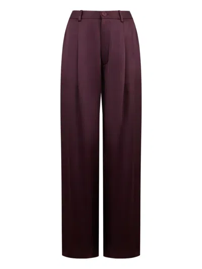 Lapointe Pleated Satin-effect Palazzo Pants In Burgundy