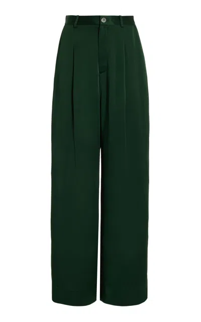 Lapointe Pleated Satin Pants In Green