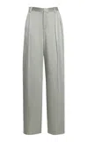 Lapointe Pleated Satin Relaxed Pants In Blue