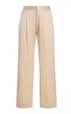 Lapointe Pleated Satin Tapered Pants In Neutral