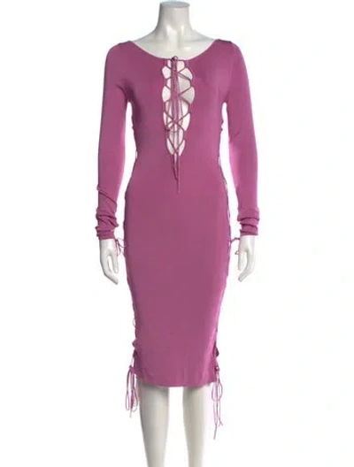 Pre-owned Lapointe Plunge Neckline Midi Length Dress In Pink