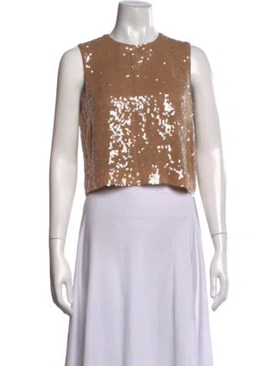 Pre-owned Lapointe Printed Crew Neck Crop Top In Neutrals