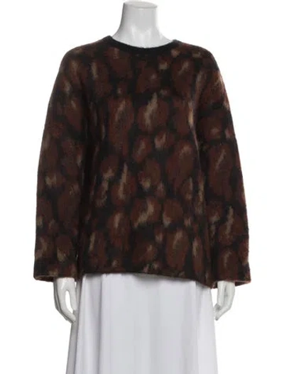 Pre-owned Lapointe Printed Crew Neck Sweater In Brown