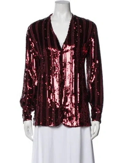 Pre-owned Lapointe Printed Evening Jacket In Burgundy