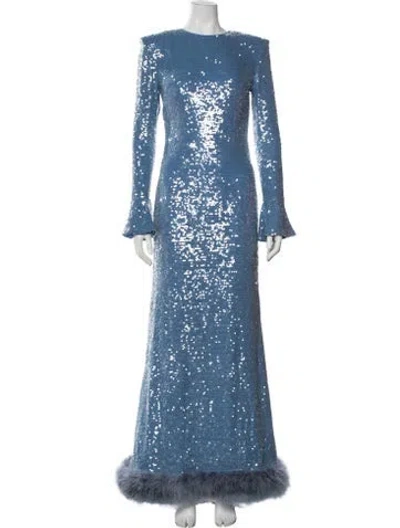 Pre-owned Lapointe Printed Long Dress In Blue