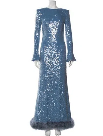 Pre-owned Lapointe Printed Long Dress In Blue