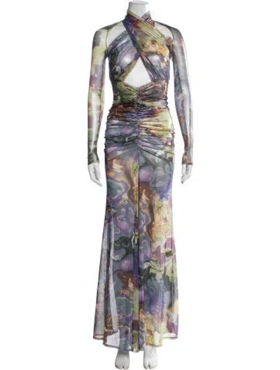 Pre-owned Lapointe Printed Long Dress In Multicolor
