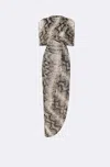 Lapointe Printed Mesh Double Shawl Draped Dress In Python Print