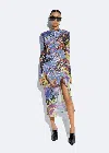 Lapointe Printed Mesh Draped Midi Dress In Marble