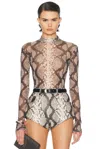 Lapointe Printed Mesh Mock Neck Bodysuit In Multi