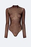 Lapointe Printed Mesh Mock Neck Bodysuit In Leopard