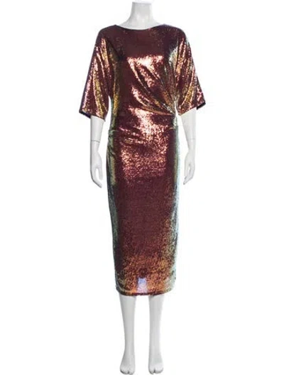 Pre-owned Lapointe Printed Midi Length Dress In Yellow