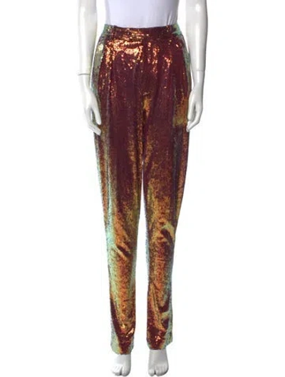 Pre-owned Lapointe Printed Straight Leg Pants In Silver