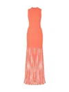 Lapointe Fringed Crepe Knit Mini Dress In Orange