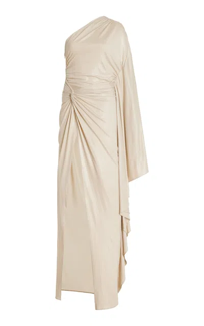 Lapointe Coated Jersey One Shoulder Gown In Sand