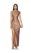 Lapointe Ruched Gown In Brown