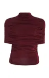 Lapointe Ruched Jersey Mock-neck Top In Burgundy