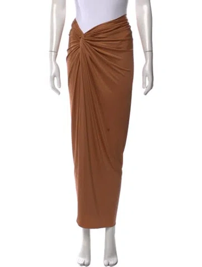 Pre-owned Lapointe Ruffle Embellishment Long Skirt In Brown