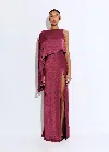Lapointe Satin Asymmetric Draped Gown In Dark Rose