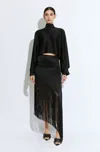 Lapointe Satin Asymmetric Fringe Skirt