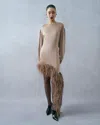 Lapointe Satin Asymmetrical Dress With Feathers