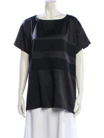 Pre-owned Lapointe Satin Bateau Neckline T-shirt In Blue