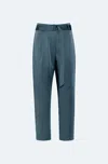 Lapointe Satin Belted Cropped Pant In Marine
