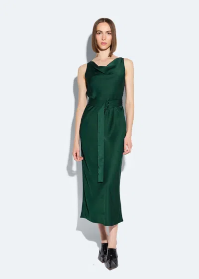 Lapointe Satin Bias Belted Dress In Forest