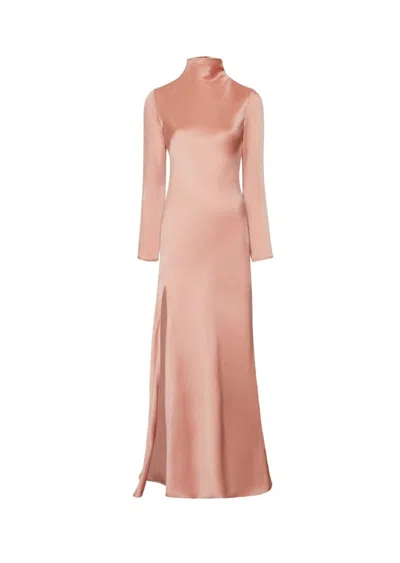 Lapointe Satin Bias Gown With Slit In Dune