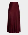 Lapointe Satin Bias Midi Skirt In Red