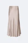 Lapointe Satin Bias Midi Skirt In Washed Silver