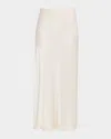 Lapointe Satin Midi Skirt In White
