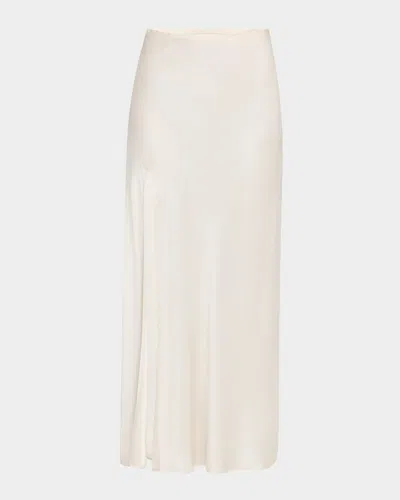 Lapointe Satin Bias Slit Midi Skirt