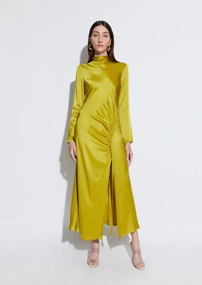 Lapointe Satin Bias Tab Dress With Slit