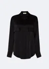 Lapointe Satin Button Down In Black