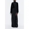 Lapointe Satin Caftan Top In Black