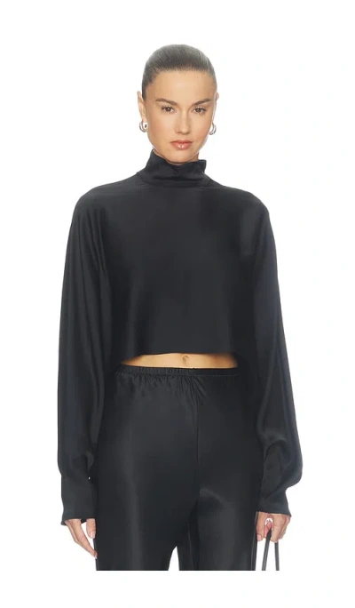 Lapointe Satin Caftan Top In Black
