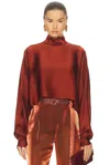 Lapointe Satin Caftan Top In Brown