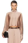 Lapointe Satin Caftan Top In Brown
