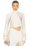 Lapointe Satin Caftan Top In Cream