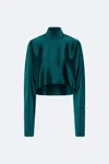Lapointe Satin Caftan Top In Emerald