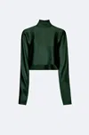 Lapointe Satin Caftan Top In Forest