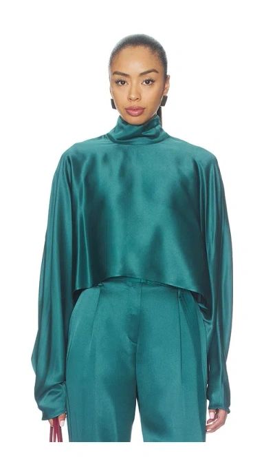 Lapointe Satin Caftan Top In Green