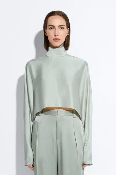 Lapointe Satin Caftan Top In Jade