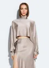 Lapointe Satin Caftan Top In Washed Silver