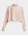 Lapointe Double Face Satin Crop Caftan Top In Washed Silver