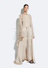 Lapointe Satin Caftan With Feathers In Sand