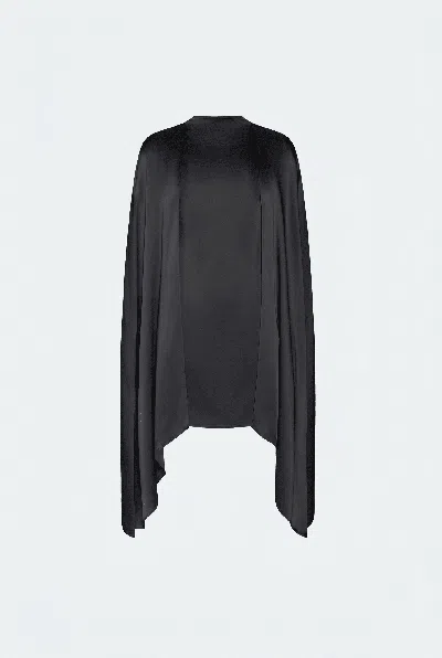 Lapointe Satin Cape Sleeve Mini Dress In Black