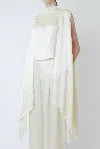 Lapointe Satin Cape Sleeve Top In White