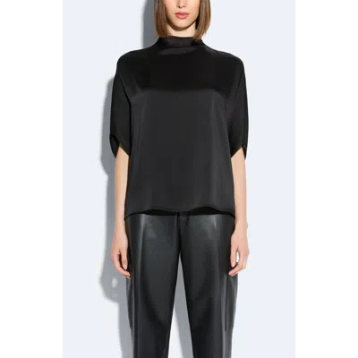 Lapointe Satin Cape Tee In Black